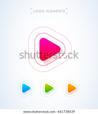 Play icon. Music and video logo elements