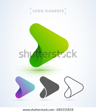 Abstract origami Play button logo in material design style. Application icon