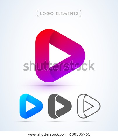 Play button logo in material design style. Application icon