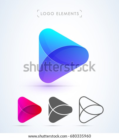 Abstract Play button logo in material design style. Application icon