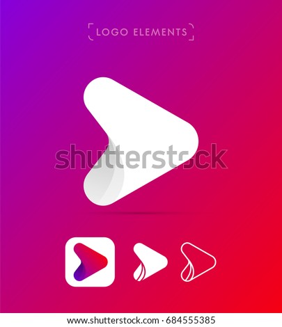 Abstract origami arrow logo. Material design style. Play application icon