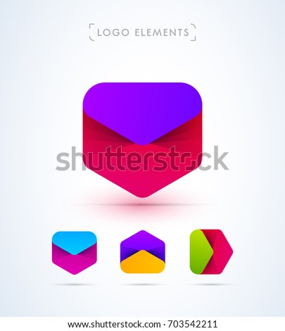 Logo elements set. Vector abstract arrows collection. Material design mail letters