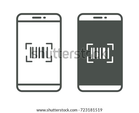 Vector bar code scanner on phone. Flat line style