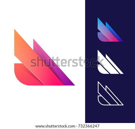 Vector abstract wing logo icon. Material design style