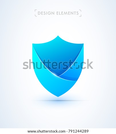 Shield protection illustration. Safety logo icon. Material design flat style. Anti virus