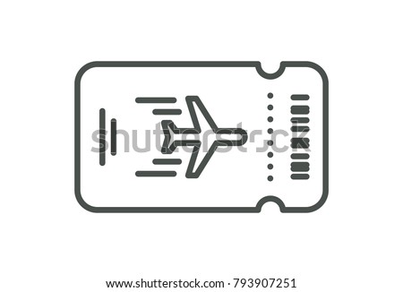 Vector Plane ticket. Simple flat line art style