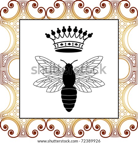 Bee With Crown - Full Pattern Behind Stock Vector Illustration 72389926 ...