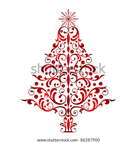 Elegant Red Christmas Tree Stock Vector 86287900 : Shutterstock