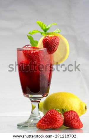 Summer party drink Cold fresh strawberry lemonade with mint