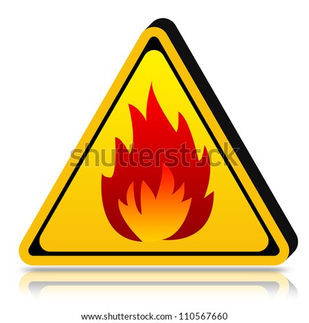 3d Yellow Triangle Highly Flammable Sign Isolated On White Background ...