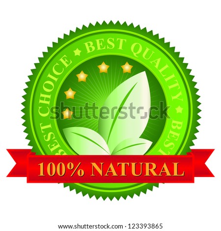100 Percent Natural Sticker Label Isolated on White Background