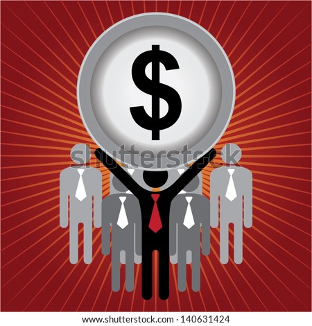 Financial Operation, MLM, Money Working, Job Career or Job Opportunity Concept Present by Group of Businessman With Dollar Sign on Hand in Red Shiny Background