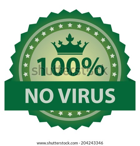 Green 100 Percent No Virus Badge, Icon, Label or Sticker Isolated on White Background