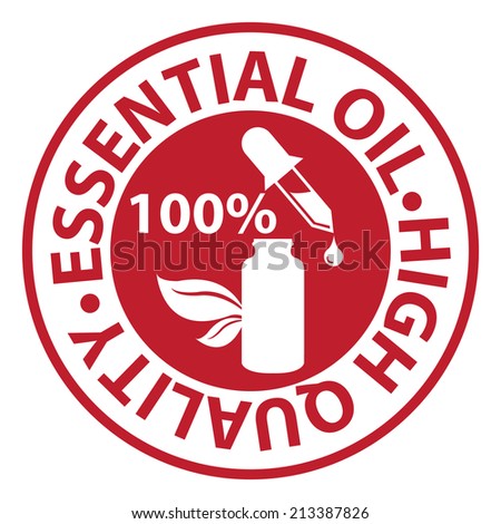 Red Circle Essential Oil, High Quality Icon, Sticker or Label Isolated on White Background