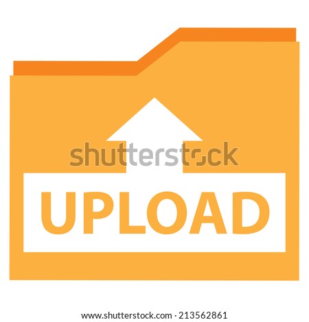 Yellow Upload Document Icon, Sign or Button Isolated on White Background