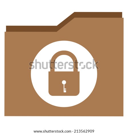 Brown Lock Document Icon, Sign or Button Isolated on White Background