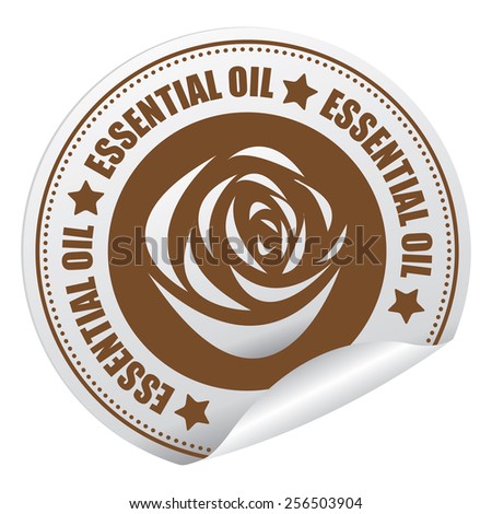 Brown Essential Oil Sticker, Icon or Label Isolated on White Background