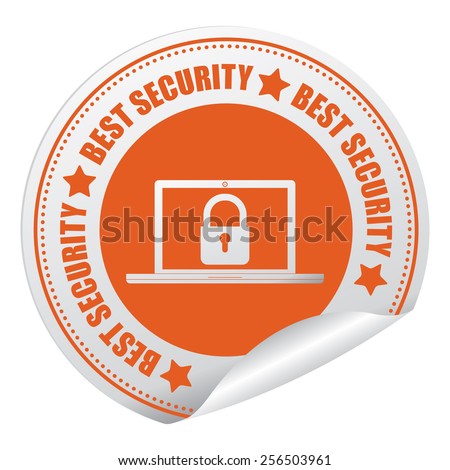Orange Best Security Sticker, Icon or Label Isolated on White Background