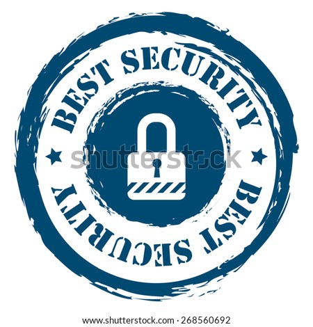 Blue Circle Grungy Best Security Stamp, Sticker, Icon or Label Isolated on White Background