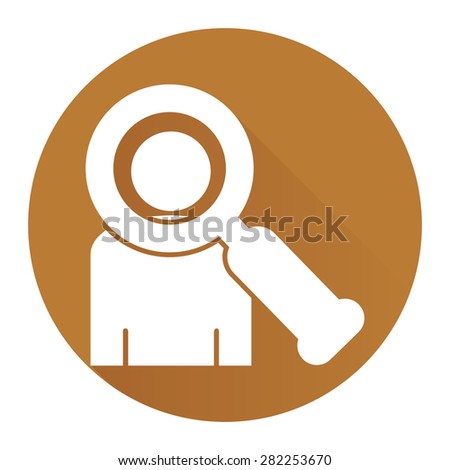 Brown Circle People Search, Jobs Available Long Shadow Style Icon, Label, Sticker, Sign or Banner Isolated on White Background