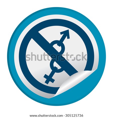 Blue Circle No Sex, No Entry Prohibited Sign Infographics , Sticker, Icon or Label Isolated on White Background