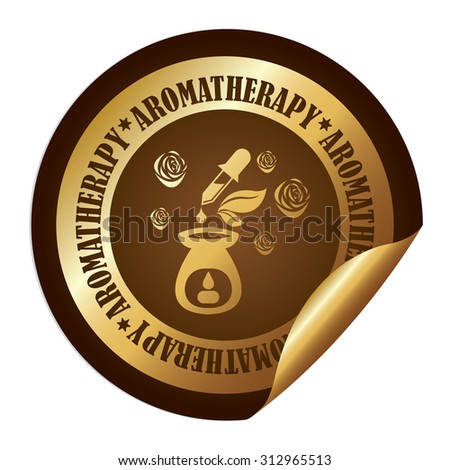 Brown Circle Aromatherapy Infographics Peeling Sticker, Label, Icon, Sign or Badge Isolated on White Background