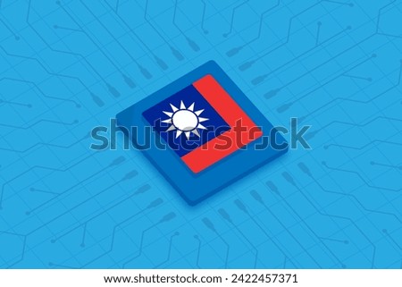 Taiwan national flag on CPU microprocessor