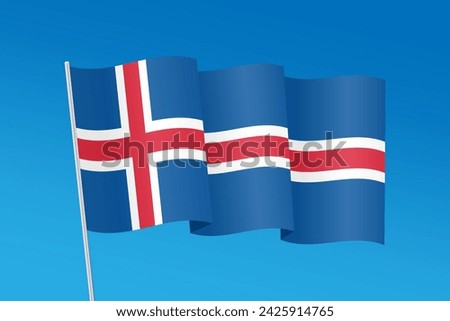 Waving flag Iceland colorful picture
