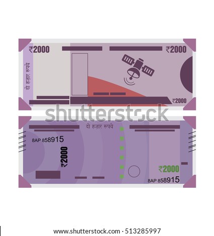 Graphical representation of Rs. 2000 Indian Currency Note