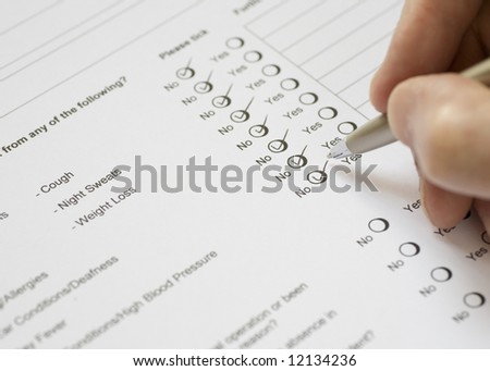 Person Completing Health Questionnaire