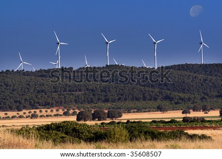 Wind power towers in the country in Spain