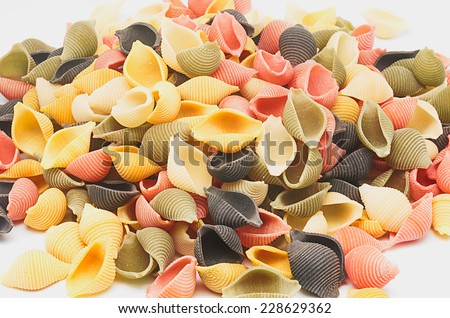 Product photography of Italian Pasta varied colors