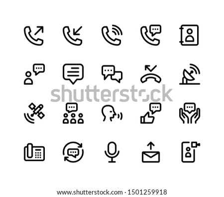 Simple Set of Communication Related Vector Line Icons. Contains such Icons as telephone, message, speaking, calling and More. pixel perfect vector icons based on 32px grid. Editable Strokes