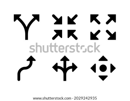 Simple Set of Arrows Related Vector Solid Icons. Contains Icons as Diverge, Curve Right, Three Way, Navigation and more.