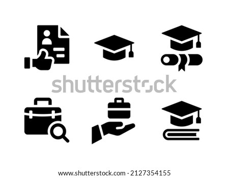 Simple Set of Graduation Related Vector Solid Icons. Contains Icons as Great Resume, Mortarboard, Diploma and more.