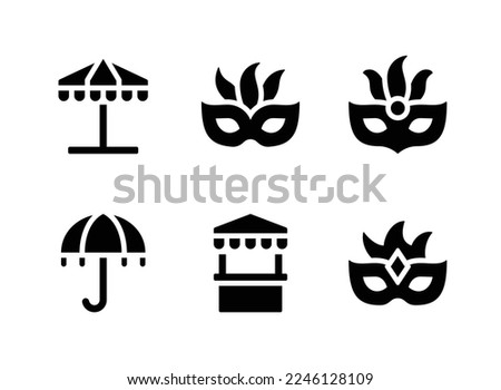 Simple Set of Mardi Gras Festival Related Vector Solid Icons. Contains Icons as Carnival Tent, Masquerade and more.