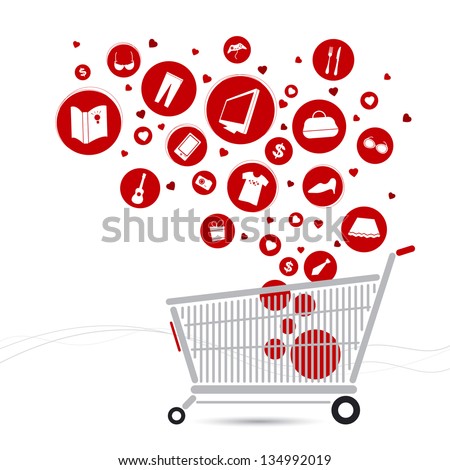 Shopping cart design and fashion icon on white background