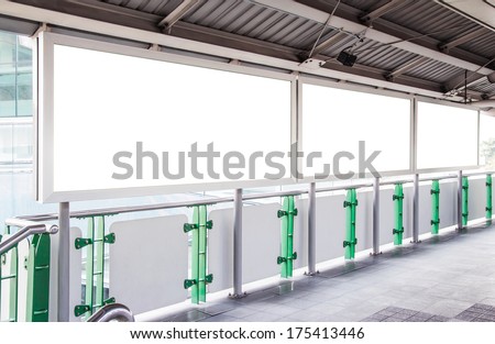 Blank billboard in skytrain station
