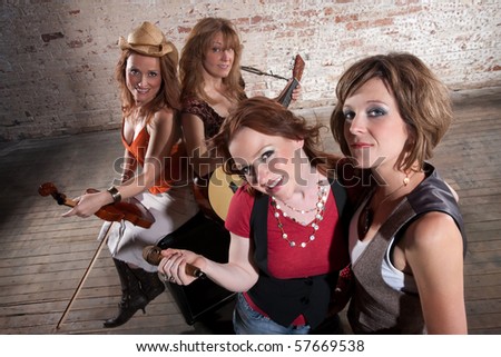 All-Female Band Members Gathering Before A Performance Stock Photo ...