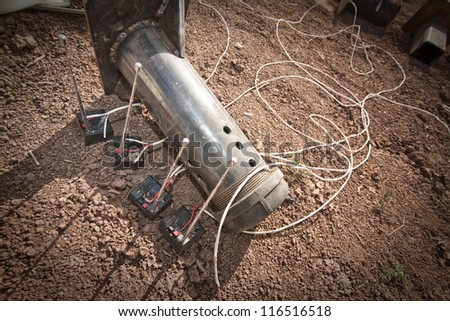 Steel pipe explosive with four controllers outdoors