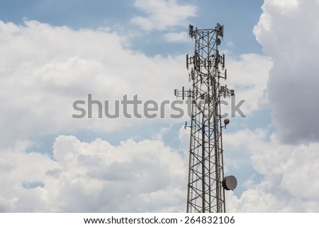 One communication tower with microwave antennae