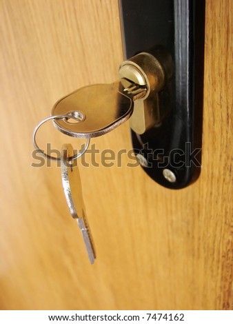 The key is in a door lock