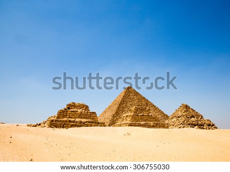 pyramids with a beautiful sky of Giza in Cairo, Egypt.