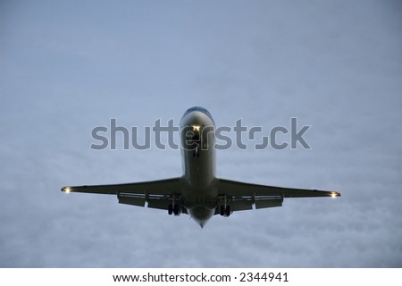 Passenger plane take-off up close.