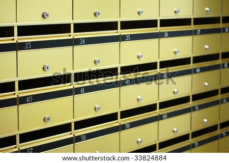 A wall of letter boxes for an apartment