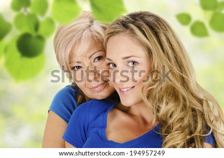 Portrait of an elderly woman and a young woman