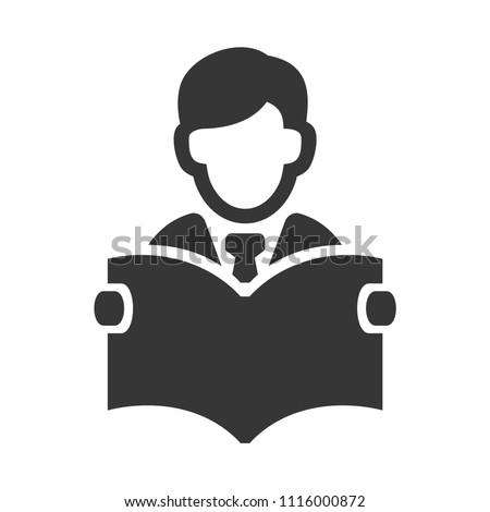 Businessman with Newspaper Icon on White Background. Vector