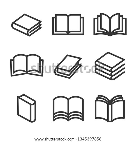 Book Line Style Icons Set on White Background. Vector Сток-фото © 