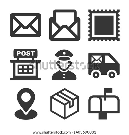 Post Icons Set on White Background. Vector