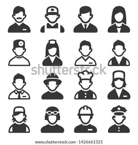 Professions Avatars Set on White Background. Vector